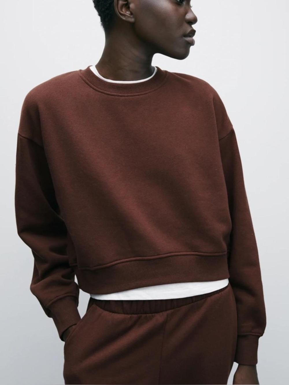 Zara Crewneck Sweatshirt – Chocolate Brown, Size Medium